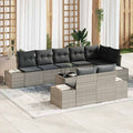 Gartensofa-set mit Speicher Hellgrau Poly Rattan