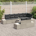 Gartensofa-set mit Speicher Hellgrau Poly Rattan