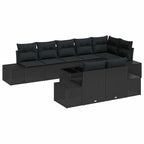 Gartensofa-set mit Speicher Schwarz Poly Rattan