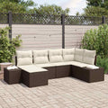 Garten-Sofa-Set mit Kissen 6 pcs Braun und Creme Poly-Rattan