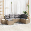 Garten-Sofa-Set mit Kissen 6 pcs Beige und Hellgrau Poly-Rattan