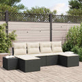Garten-Sofa-Set mit Kissen 4 pcs Schwarz und Creme Poly-Rattan