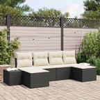 Garten-Sofa-Set mit Kissen 4 pcs Schwarz und Creme Poly-Rattan