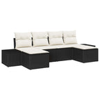 Garten-Sofa-Set mit Kissen 4 pcs Schwarz und Creme Poly-Rattan