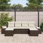 Garten-Sofa-Set mit Kissen 4 pcs Braun und Creme Poly-Rattan