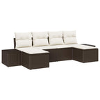 Garten-Sofa-Set mit Kissen 4 pcs Braun und Creme Poly-Rattan