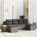 Garten-Sofa-Set mit Kissen mit Speicher 4 pcs Grau Poly-Rattan