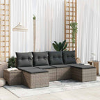 Garten-Sofa-Set mit Kissen mit Speicher 4 pcs Grau Poly-Rattan