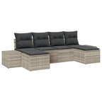 Garten-Sofa-Set mit Kissen 4 pcs Hellgrau Poly-Rattan