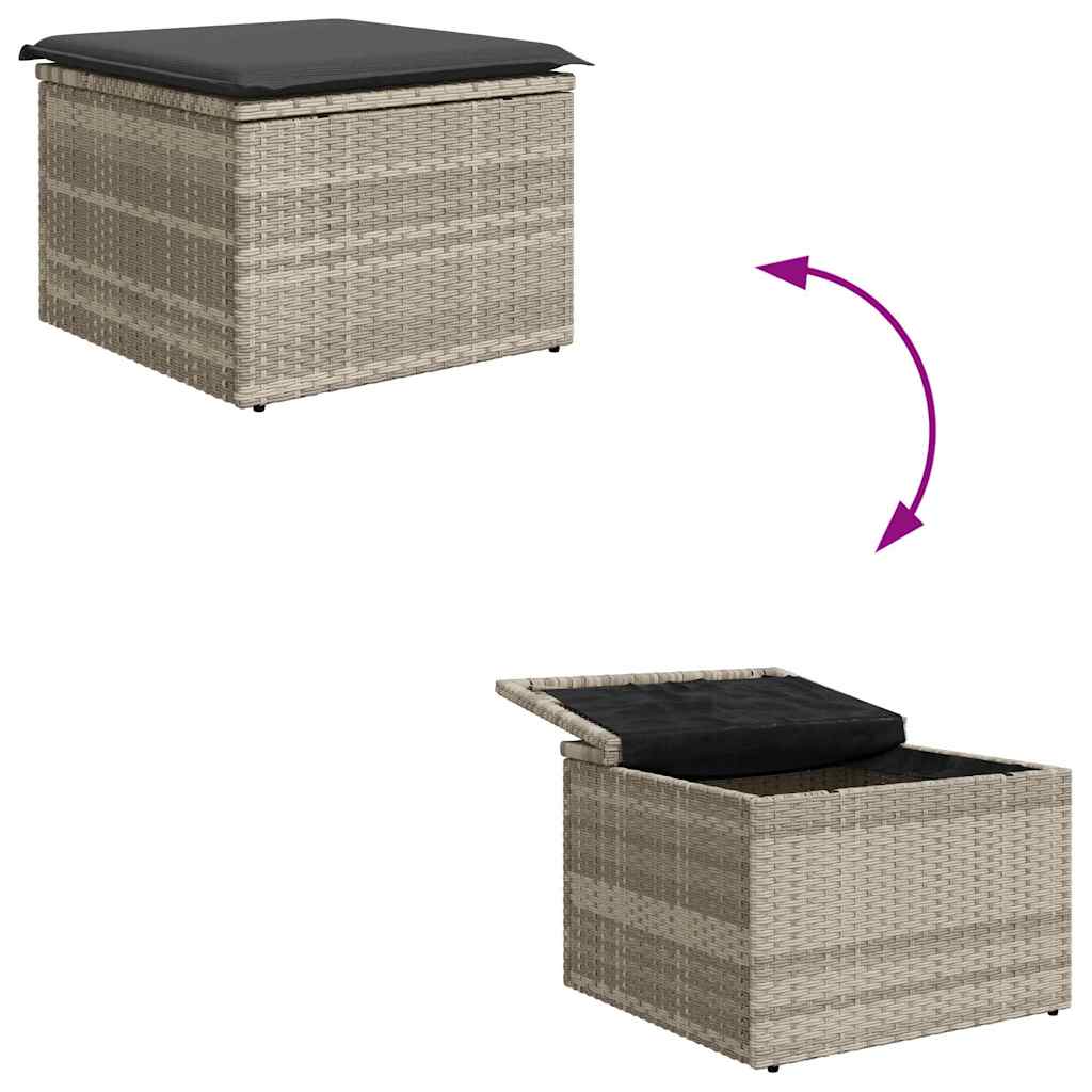 Garten-Sofa-Set mit Kissen 4 pcs Hellgrau Poly-Rattan