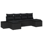 Garten-Sofa-Set mit Kissen 4 pcs Schwarz Poly-Rattan
