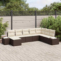 Garten-Sofa-Set mit Kissen 8 pcs Braun und Creme Poly-Rattan