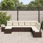 Garten-Sofa-Set mit Kissen 8 pcs Braun und Creme Poly-Rattan