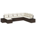 Garten-Sofa-Set mit Kissen 8 pcs Braun und Creme Poly-Rattan