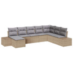 Garten-Sofa-Set mit Kissen 8 pcs Beige und Hellgrau Poly-Rattan
