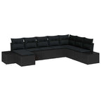 Garten-Sofa-Set mit Kissen 8 pcs Schwarz Poly-Rattan