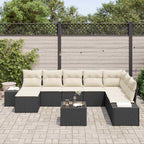 Garten-Sofa-Set mit Kissen 8 pcs Schwarz und Creme Poly-Rattan