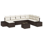 Garten-Sofa-Set mit Kissen 8 pcs Braun und Creme Poly-Rattan