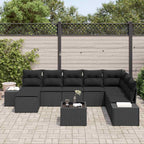 Garten-Sofa-Set mit Kissen 8 pcs Schwarz Poly-Rattan