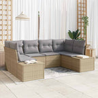 Gartensofa-set 6 pcs Beige und Hellgrau Poly Rattan