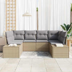 Gartensofa-set 6 pcs Beige und Hellgrau Poly Rattan