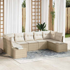 Gartensofa-set mit Speicher 7 pcs Beige und Creme Poly Rattan