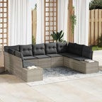 Gartensofa-set mit Kissen 9 pcs Hellgrau Polyrattan