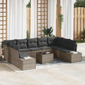 Gartensofa-set mit Kissen 9 pcs Grau Polyrattan
