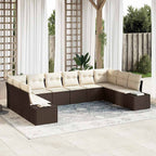 Gartensofa-set mit Kissen 10 pcs Braun und Creme Polyrattan