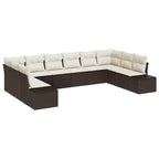 Gartensofa-set mit Kissen 10 pcs Braun und Creme Polyrattan