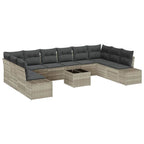 Gartensofa-set mit Kissen 10 pcs Hellgrau Polyrattan