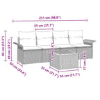 Gartensofa-set mit Speicher 5 pcs Grau Poly-Rattan