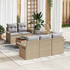 Gartensofa-set 6 pcs Beige und Hellgrau Poly-Rattan