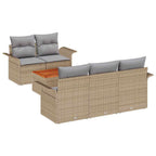 Gartensofa-set 6 pcs Beige und Hellgrau Poly-Rattan