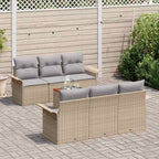 Gartensofa-set 7 pcs Beige und Hellgrau Poly-Rattan