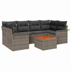 Gartensofa-set mit Speicher 7 pcs Grau Poly-Rattan