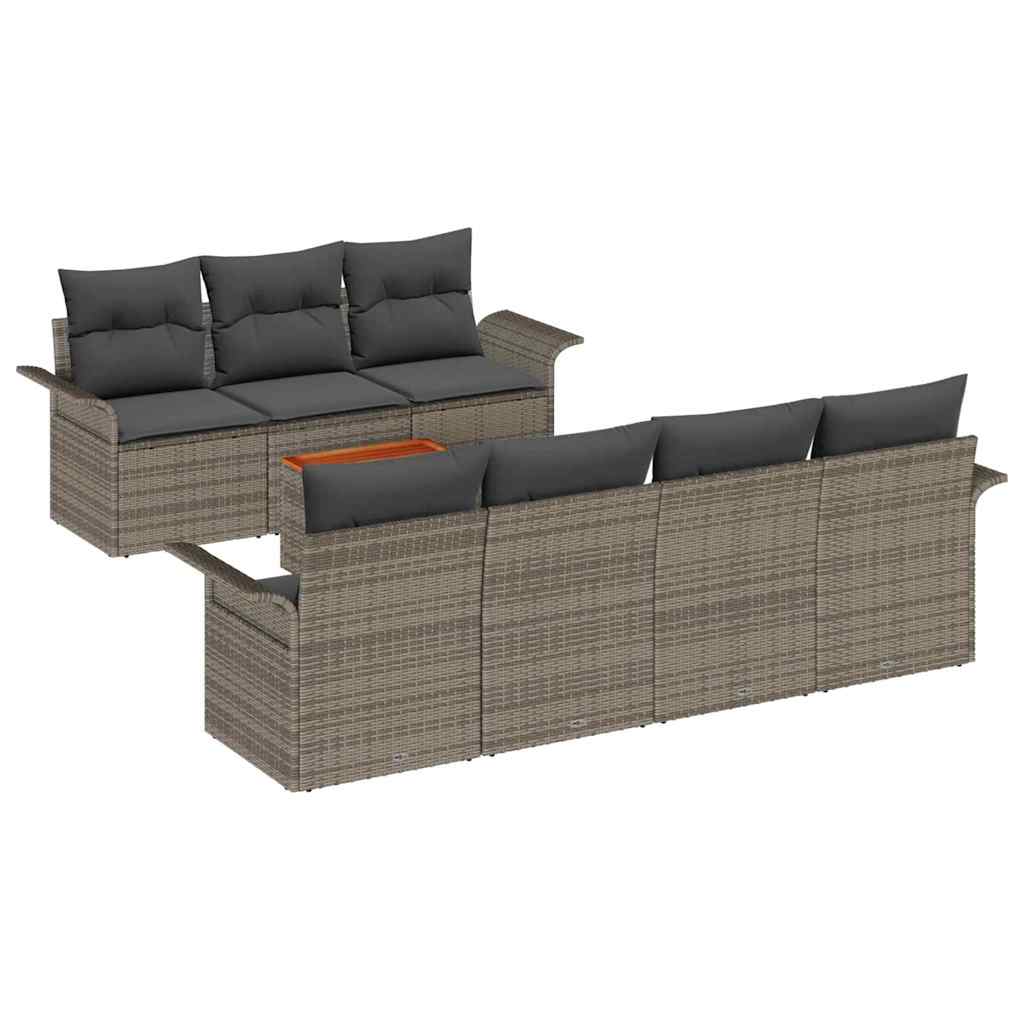 Gartensofa-set mit Speicher 8 pcs Grau Poly-Rattan