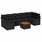 Gartensofa-set mit Speicher 8 pcs Schwarz Poly-Rattan