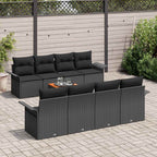 Gartensofa-set mit Speicher 9 pcs Schwarz Poly-Rattan