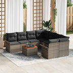 Gartensofa-set mit Speicher 9 pcs Grau Poly-Rattan