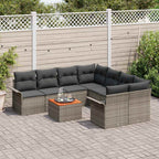 Gartensofa-set mit Speicher 9 pcs Grau Poly-Rattan