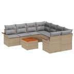 Gartensofa-set 9 pcs Beige und Hellgrau Poly-Rattan