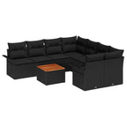 Gartensofa-set mit Speicher 9 pcs Schwarz Poly-Rattan