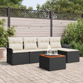Gartensofa-set mit Speicher 6 pcs Schwarz und Creme Poly-Rattan