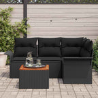 Gartensofa-set mit Speicher 5 pcs Schwarz Poly-Rattan