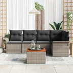 Gartensofa-set mit Speicher 6 pcs Grau Poly-Rattan