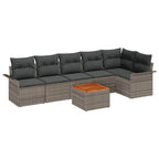 Gartensofa-set mit Speicher 7 pcs Grau Poly-Rattan