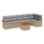 Gartensofa-set 7 pcs Beige und Hellgrau Poly-Rattan
