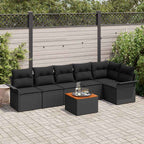 Gartensofa-set mit Speicher 7 pcs Schwarz Poly-Rattan