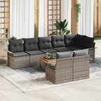Gartensofa-set mit Speicher 9 pcs Grau Poly-Rattan